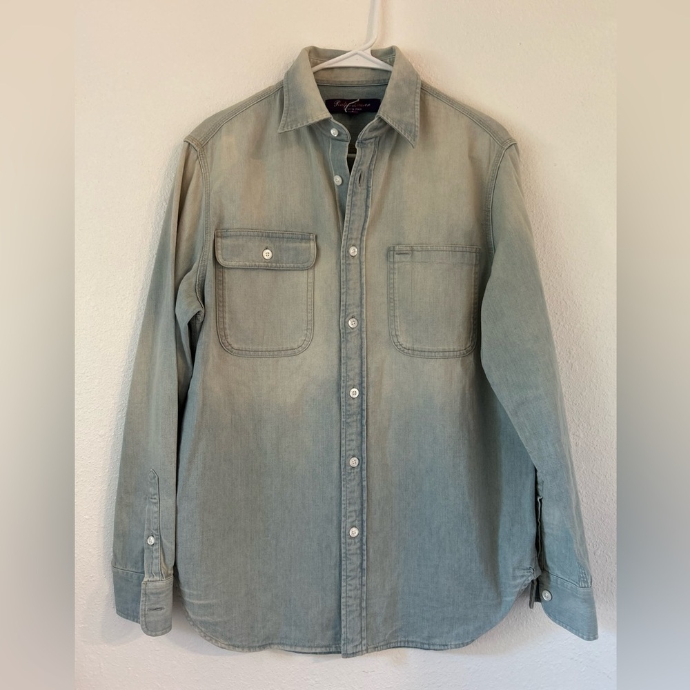 Tamia Cotton Denim Shirt Ralph Lauren Purple Label NWOT - Picture 11 of 13